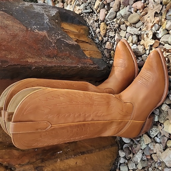 BLACK STAR LEATHER WESTERN KNEE HIGH BOOTS - Picture 4 of 15